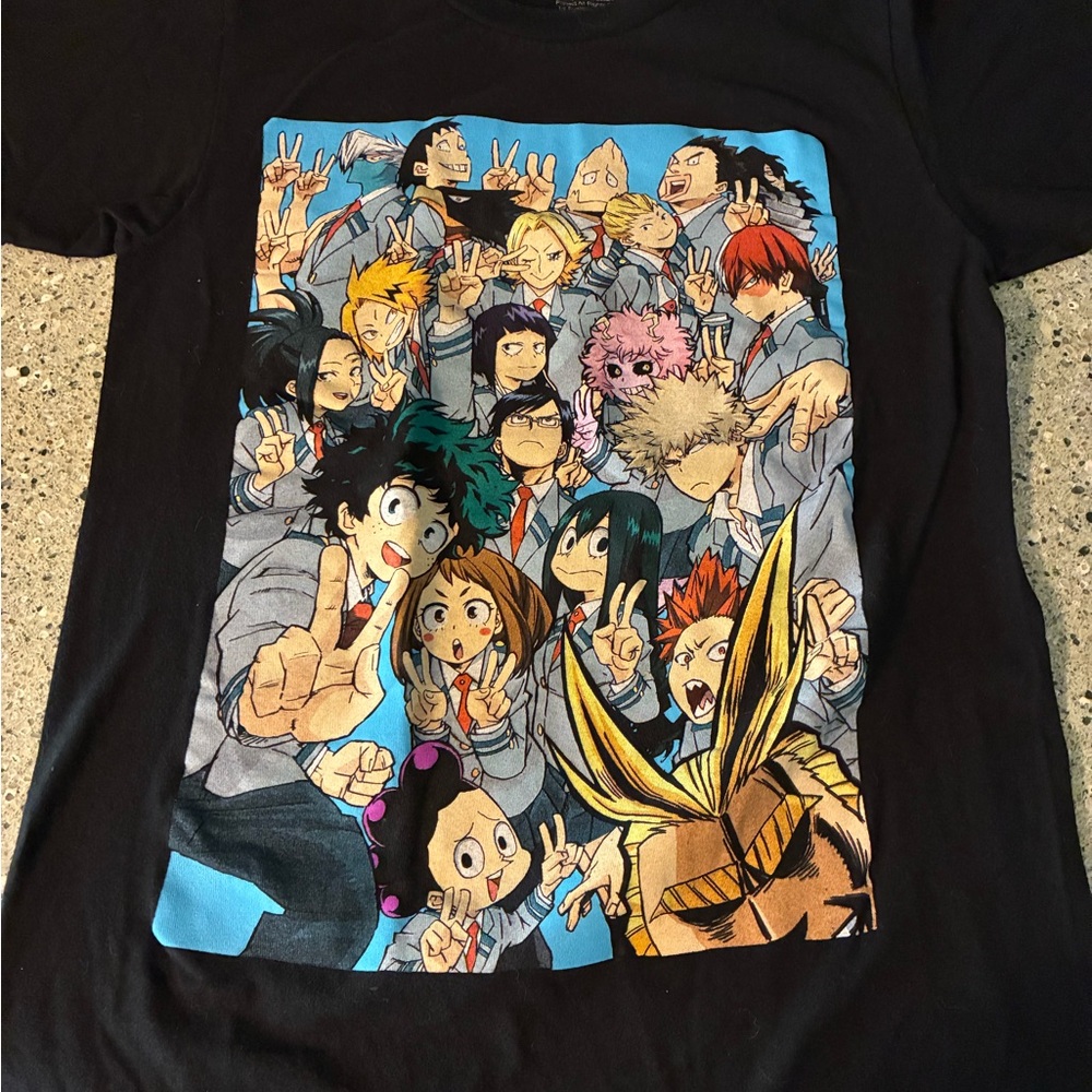 Black Graphic Tee with Anime Print